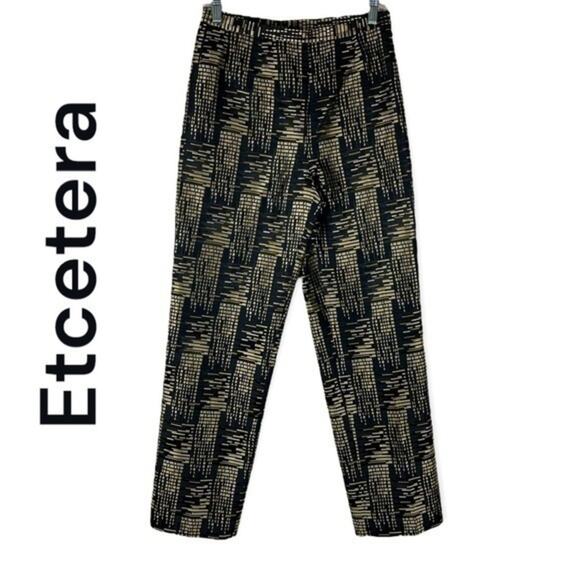 Anthropologie Etcetera 100% Silk Metallic Straight Leg Dressy Pant NWOT Size 4 - Picture 1 of 12